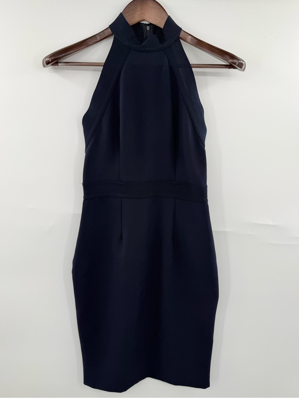 H&M Navy Blue Halter Bodycon Midi Dress US 4 High Neck NWT Formal Homecoming